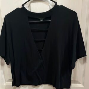 Wild Fable Black Crop Cut Out Blouse